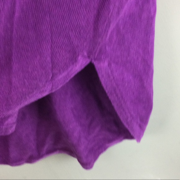 LAUREN RL High Low V-Neck Silk Purple Sweater - Picture 7 of 9